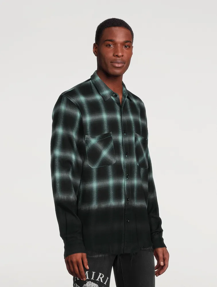 Shadow Dip-Dyed Shirt Plaid Print