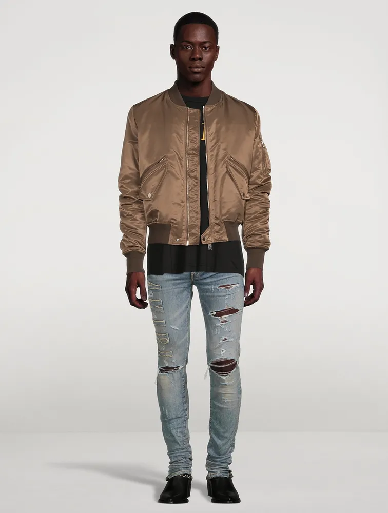 Silk Nylon Bomber Jacket