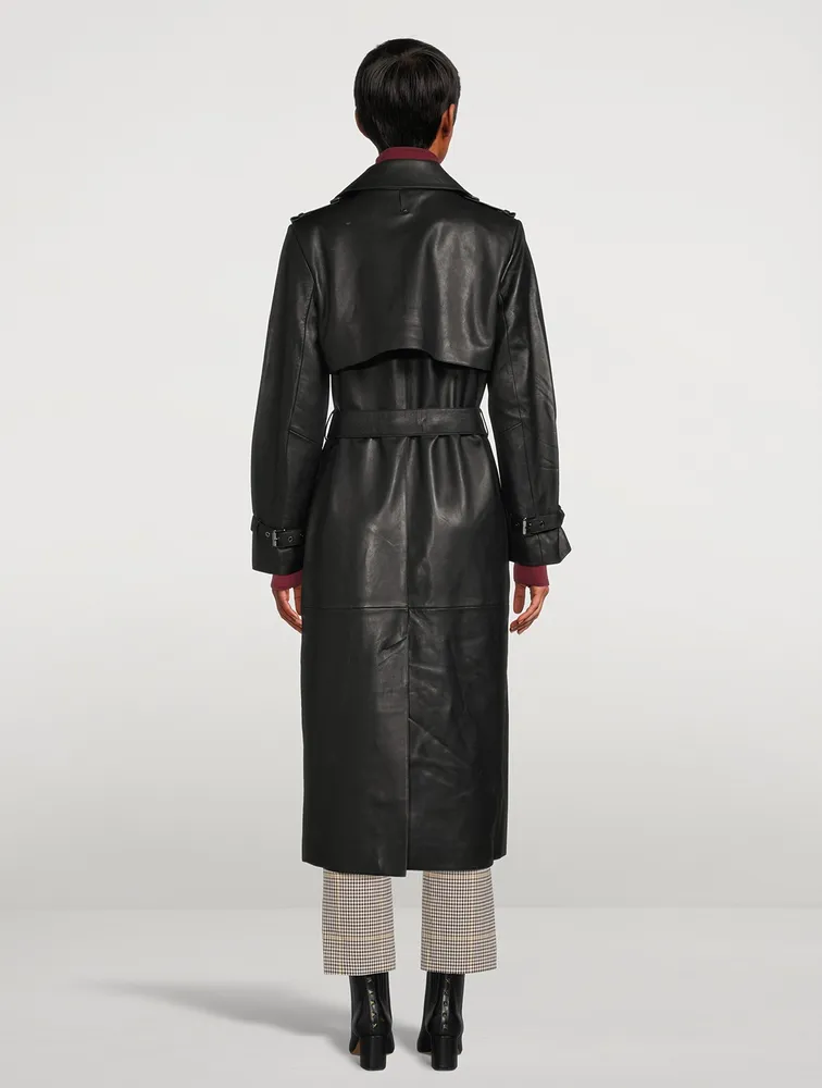 Gael Leather Belted Trench Coat
