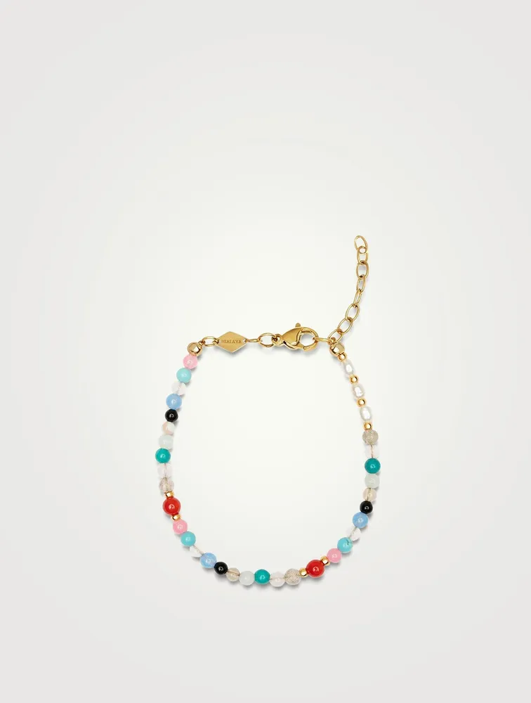Mini Multicolour Beaded Bracelet With Pearl