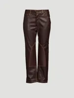 Tate Straight-Leg Faux Leather Jeans