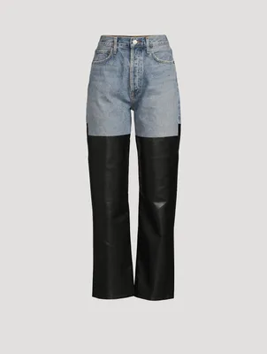 Pieced 90s Pinch Waist Jeans