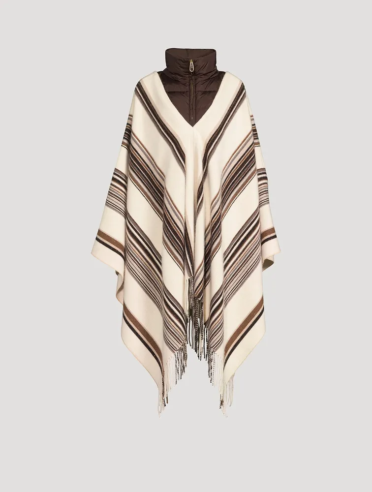 Cashmere And Down Puffcho In Stripe Print