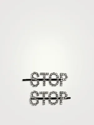 Set of Two Stop Crystal Hair Pins