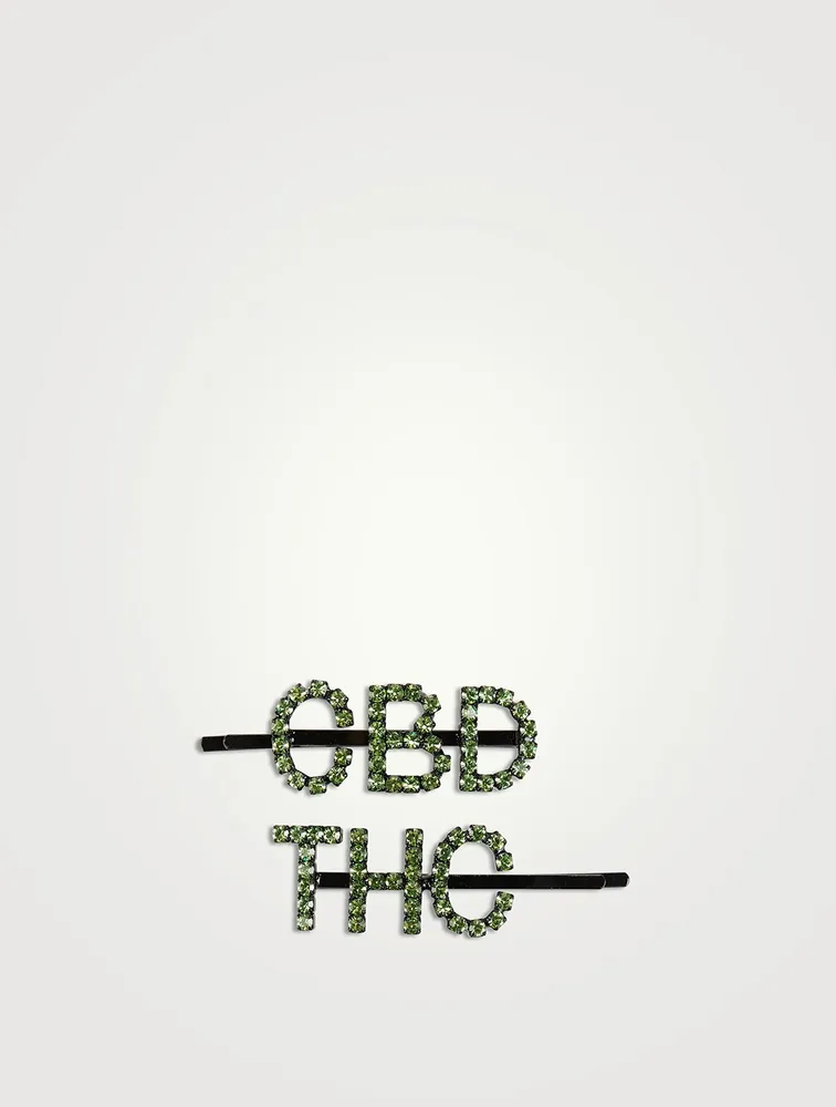 Set of Two CBD THC Crystal Hair Pins