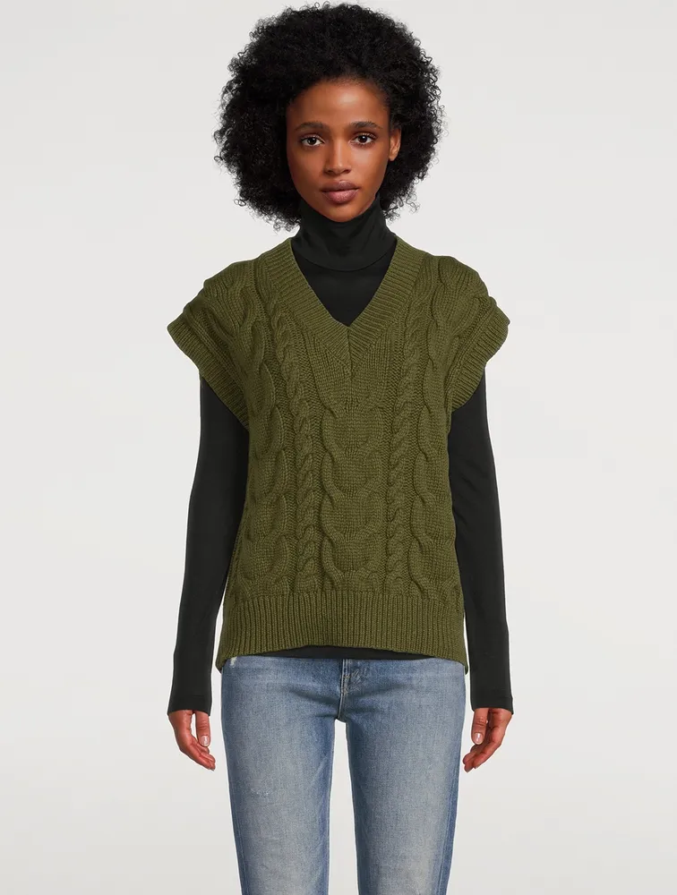 Wool Cable-Knit Sweater Vest