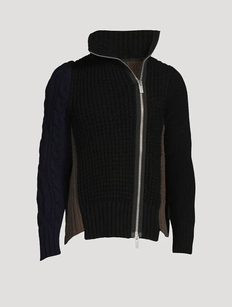 Zip-Front Knit Cardigan