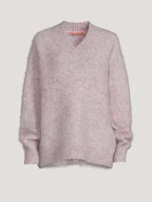 Mohair-Blend V-Neck Sweater