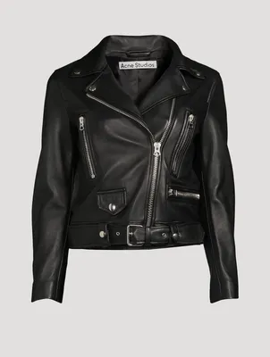 Cropped Leather Biker Jacket