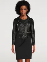 Cropped Leather Biker Jacket
