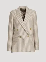 Double-Breasted Blazer Stripe Print