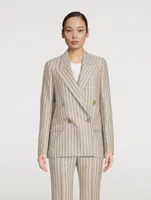 Double-Breasted Blazer Stripe Print