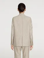 Double-Breasted Blazer Stripe Print