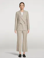 Double-Breasted Blazer Stripe Print