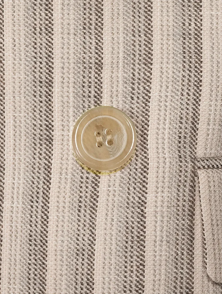 Double-Breasted Blazer Stripe Print