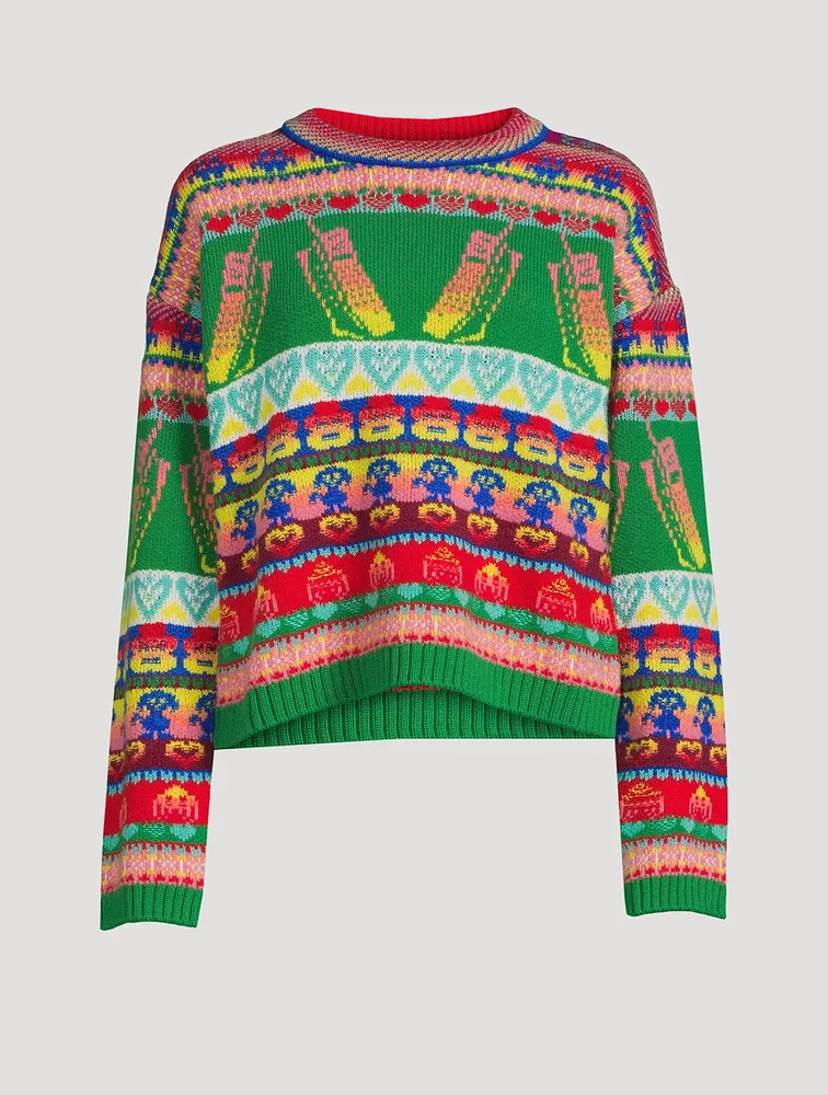 Keep Touch Intarsia Virgin Wool Sweater