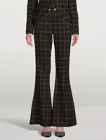 Bootcut Trousers Plaid Print