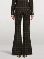 Bootcut Trousers Plaid Print
