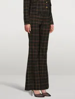 Bootcut Trousers Plaid Print
