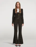 Bootcut Trousers Plaid Print