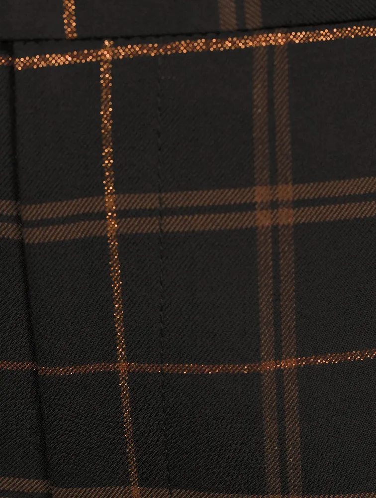 Bootcut Trousers Plaid Print