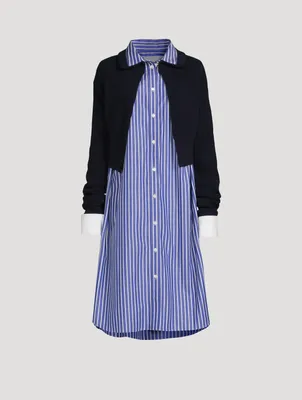 Cotton Poplin Wool Knit Midi Dress