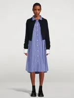 Cotton Poplin Wool Knit Midi Dress