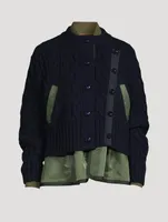 Twill Mix 2-In-1 Cardigan Bomber Jacket
