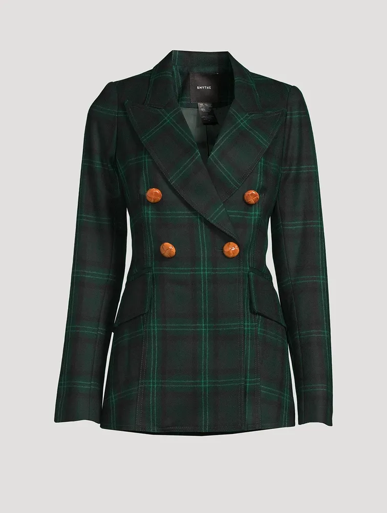 Wedding Double-Breasted Blazer Plaid
