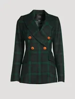 Wedding Double-Breasted Blazer Plaid