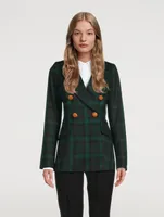Wedding Double-Breasted Blazer Plaid