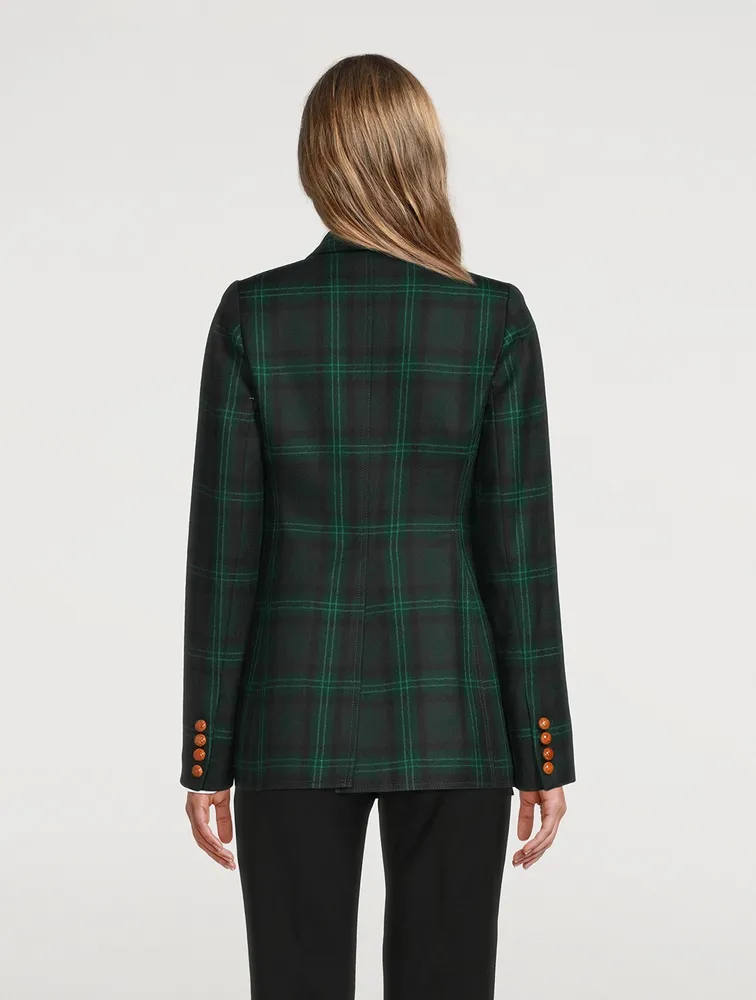 Wedding Double-Breasted Blazer Plaid