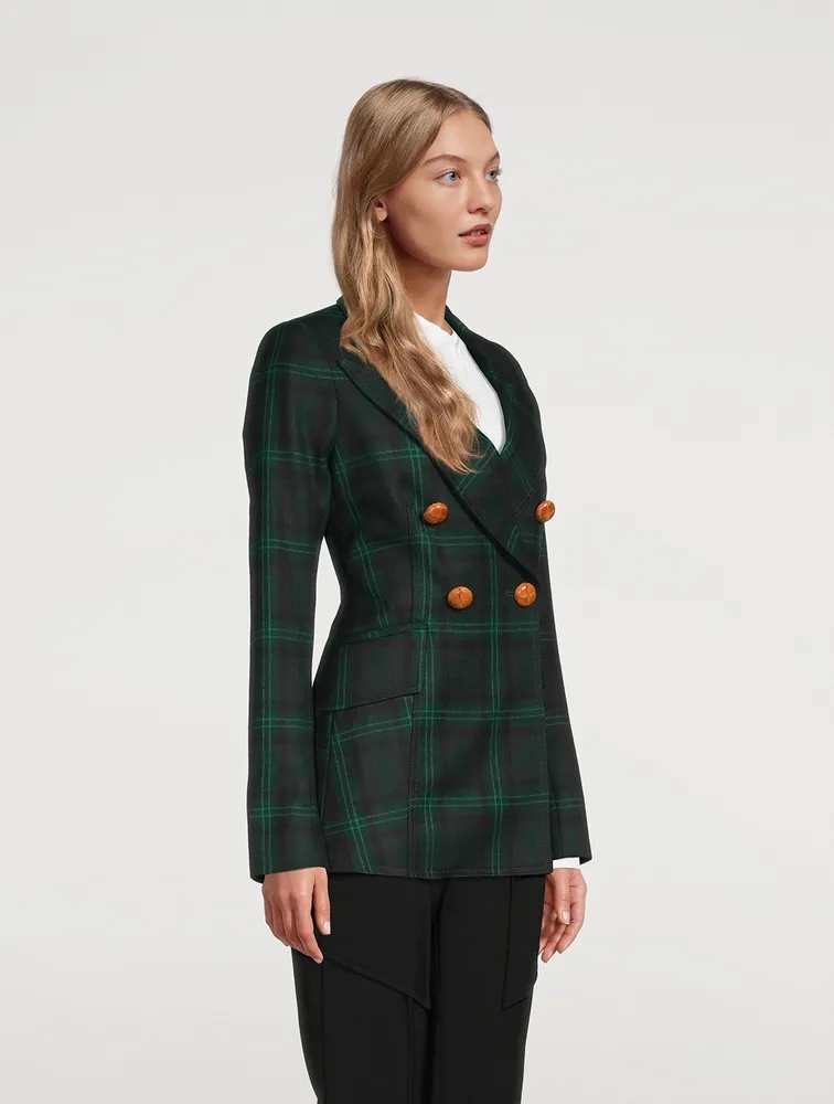 Wedding Double-Breasted Blazer Plaid