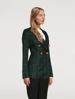 Wedding Double-Breasted Blazer Plaid