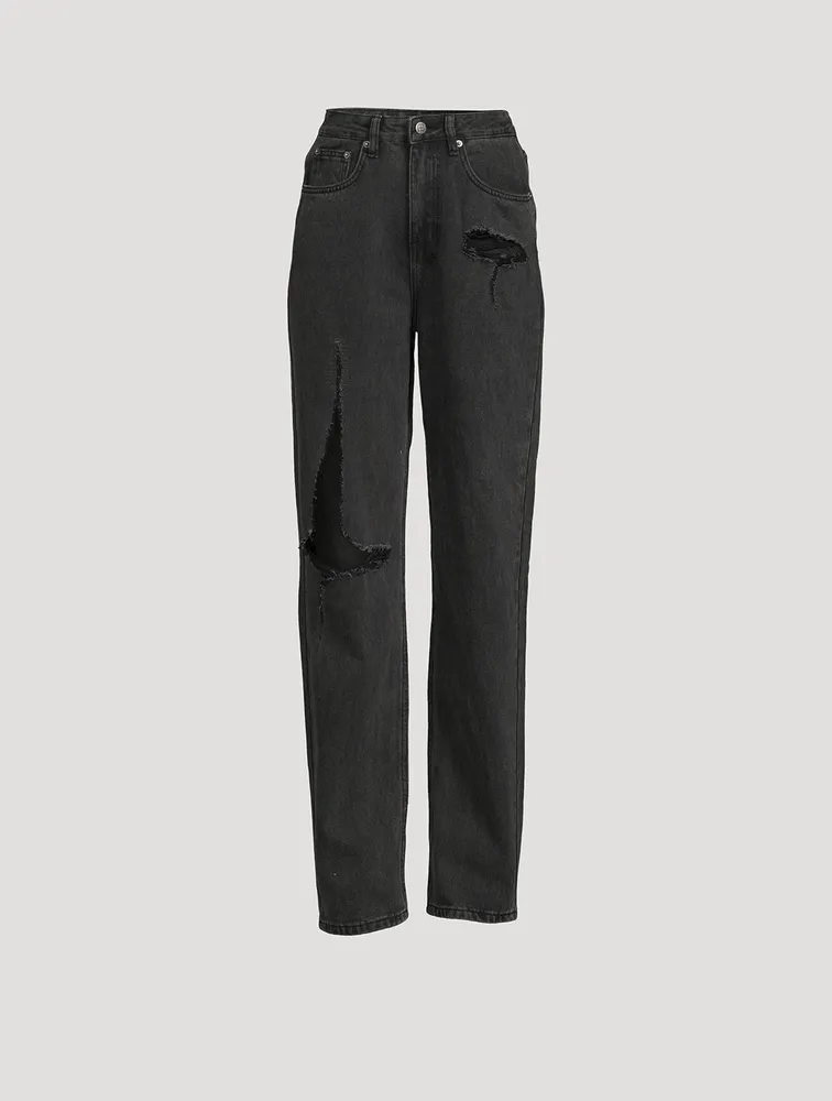 Playback Ripped Straight-Leg Jeans