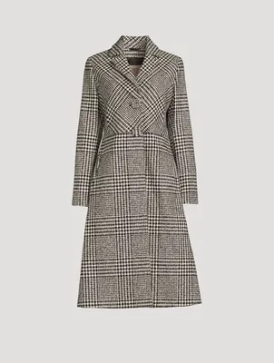 Prince Of Wales Wool-Blend Princess Cut Coat