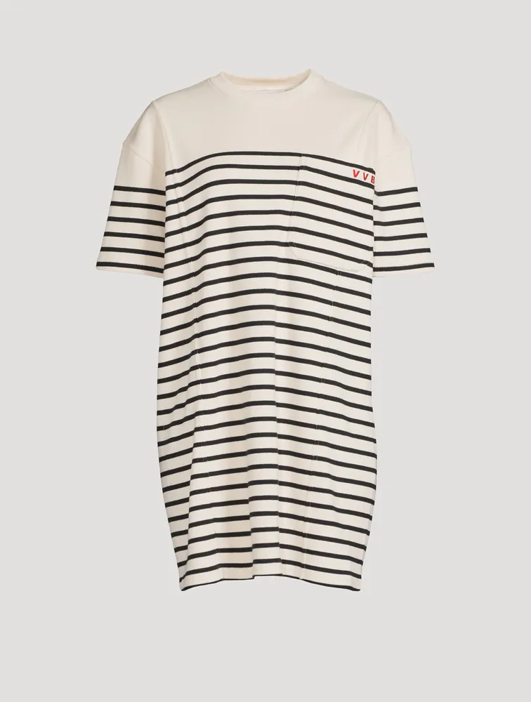 Ribbed Mini T-Shirt Dress Striped Print