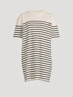 Ribbed Mini T-Shirt Dress Striped Print