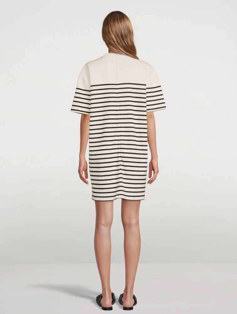 Ribbed Mini T-Shirt Dress Striped Print