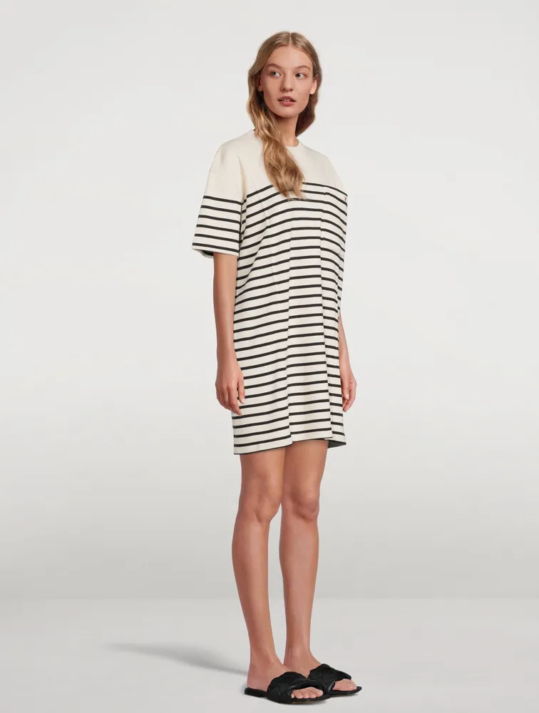 Ribbed Mini T-Shirt Dress Striped Print