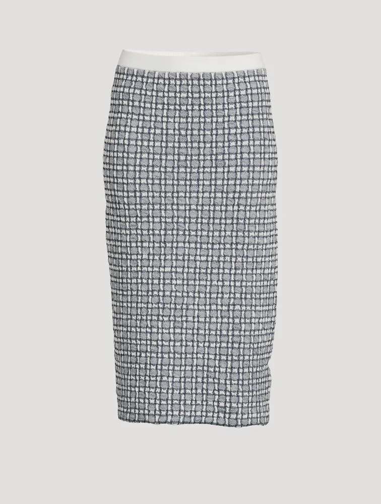 Stretch Jacquard Column Midi Skirt