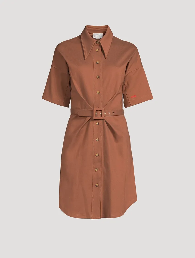 Belted Jersey Shirt Dress