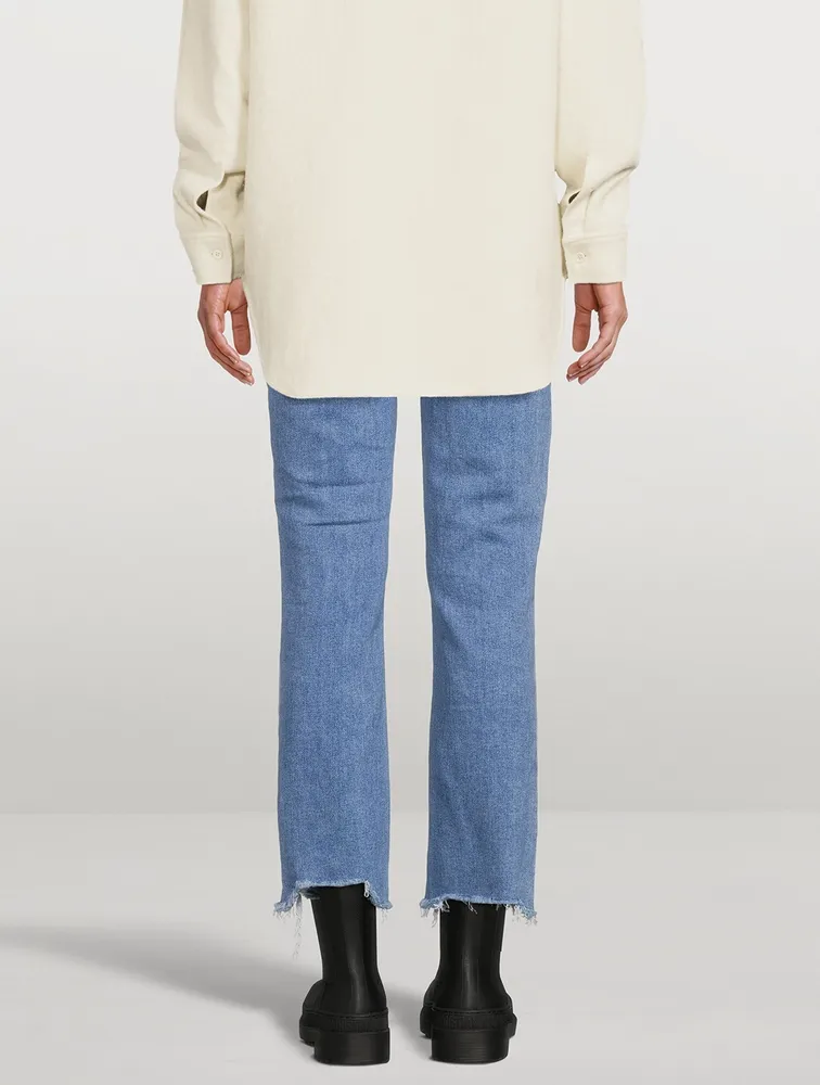 Cindy Destroyed-Hem Straight-Leg Jeans