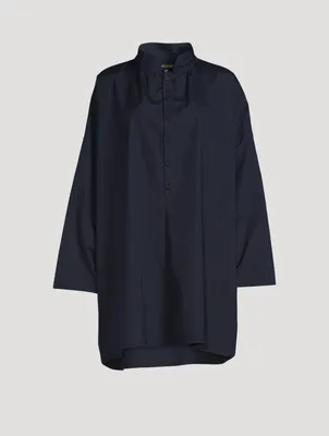 Sloped Shoulder Long A-Line Shirt