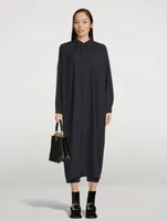 Wool-Blend Midi Shirt Dress