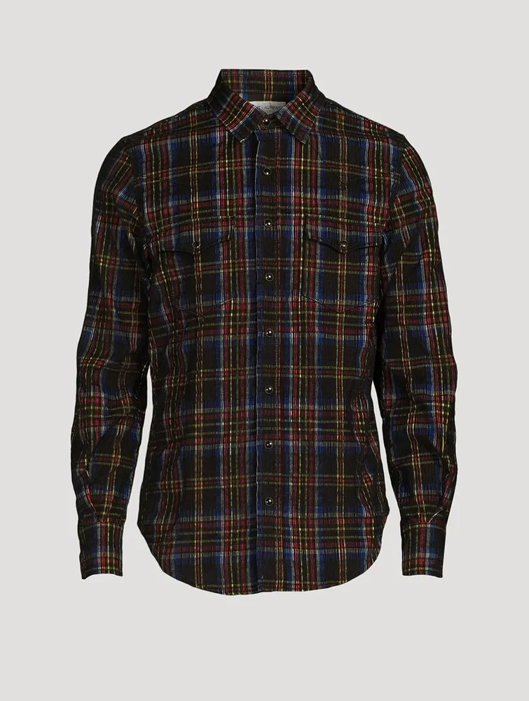 Corduroy Western Shirt Check Print