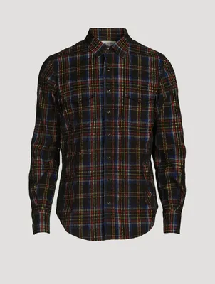 Corduroy Western Shirt Check Print