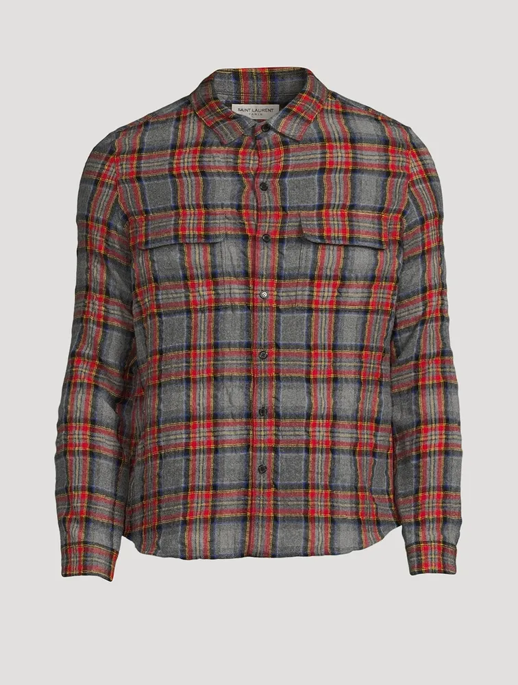 Wool And Cotton Western Shirt Check Print