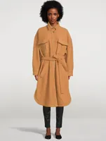 Belted Virgin Wool Shirt Jacket