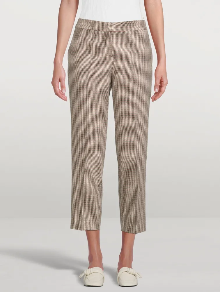 Slim Trousers Houndstooth Print